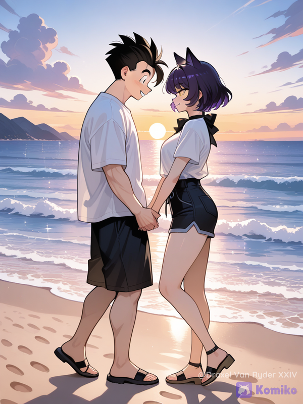 Gohan y Blake Belladonna, paseando por la playa
