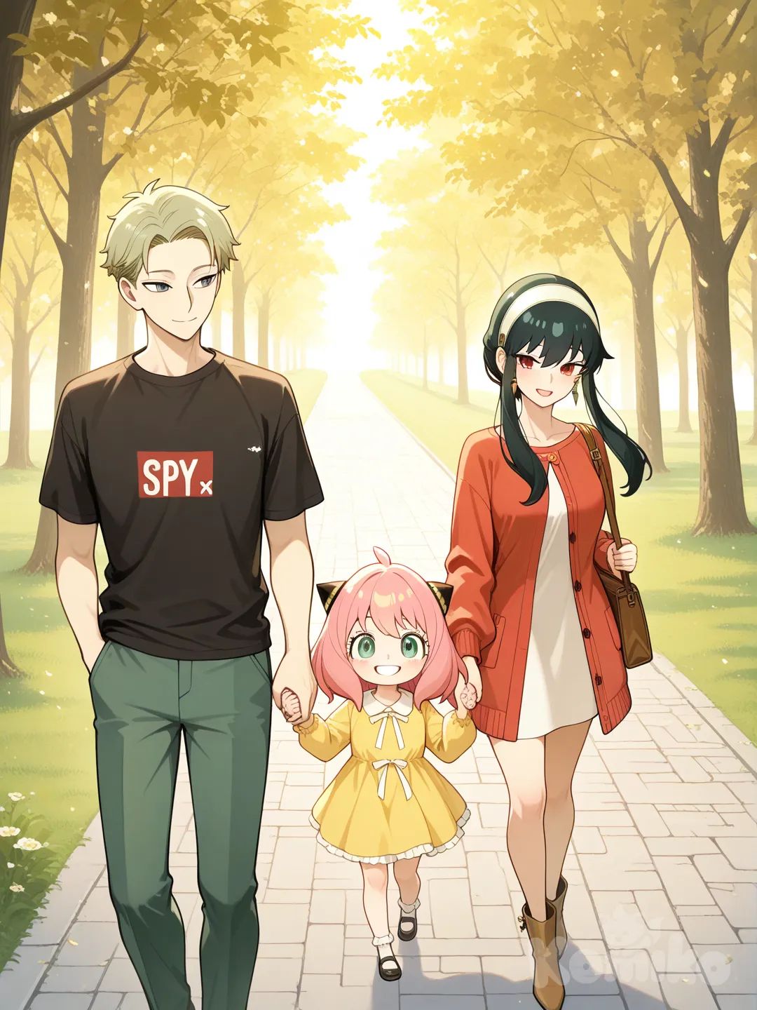 Yor Briar, Anya (Spy X Family), holding hands, park, walking, Twilight (Spy X Family)