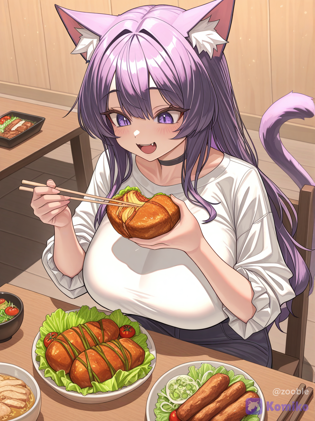 Nyx eating a nutritious lunch