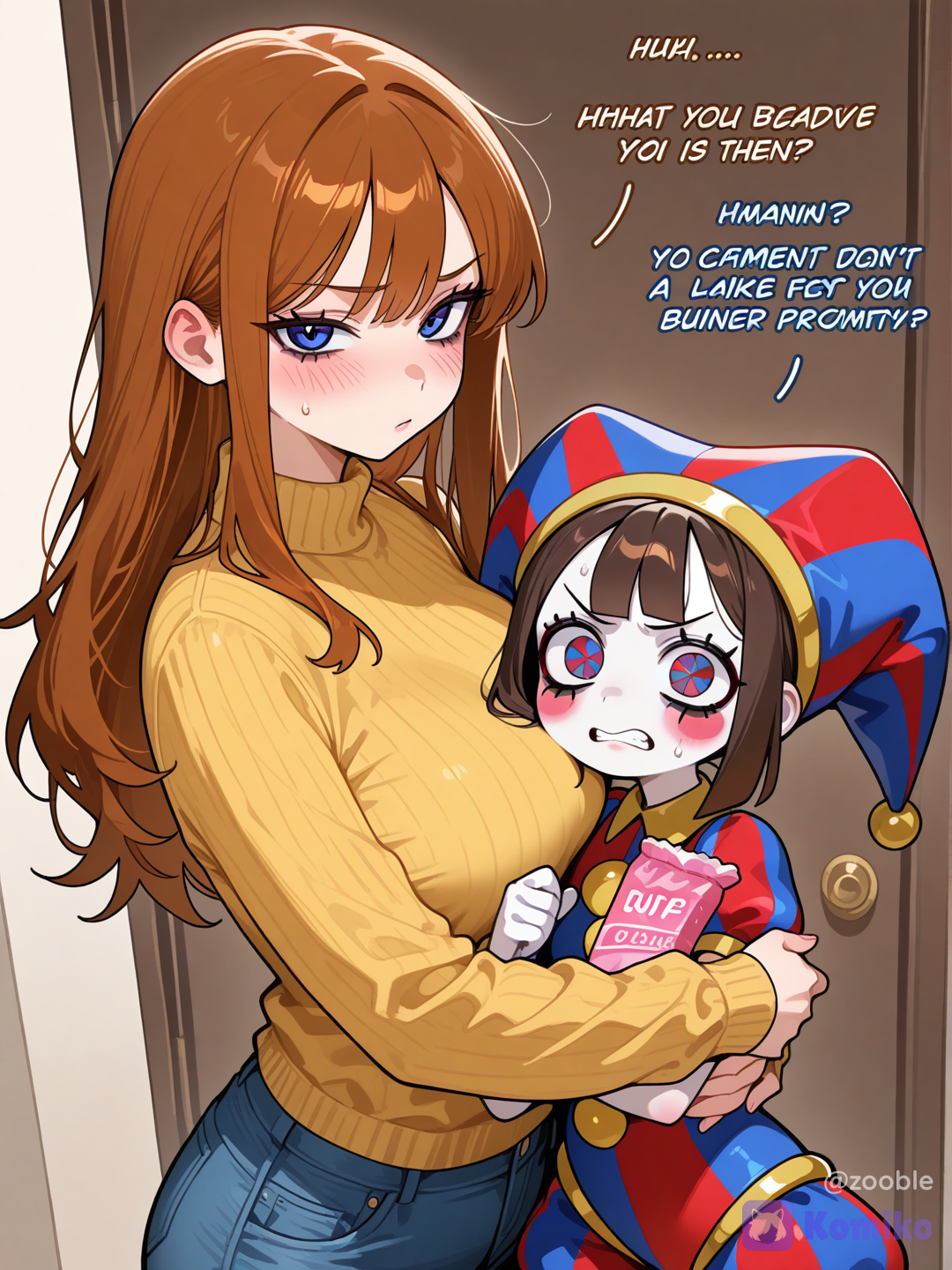 Pomni hugging her daughter Nadia