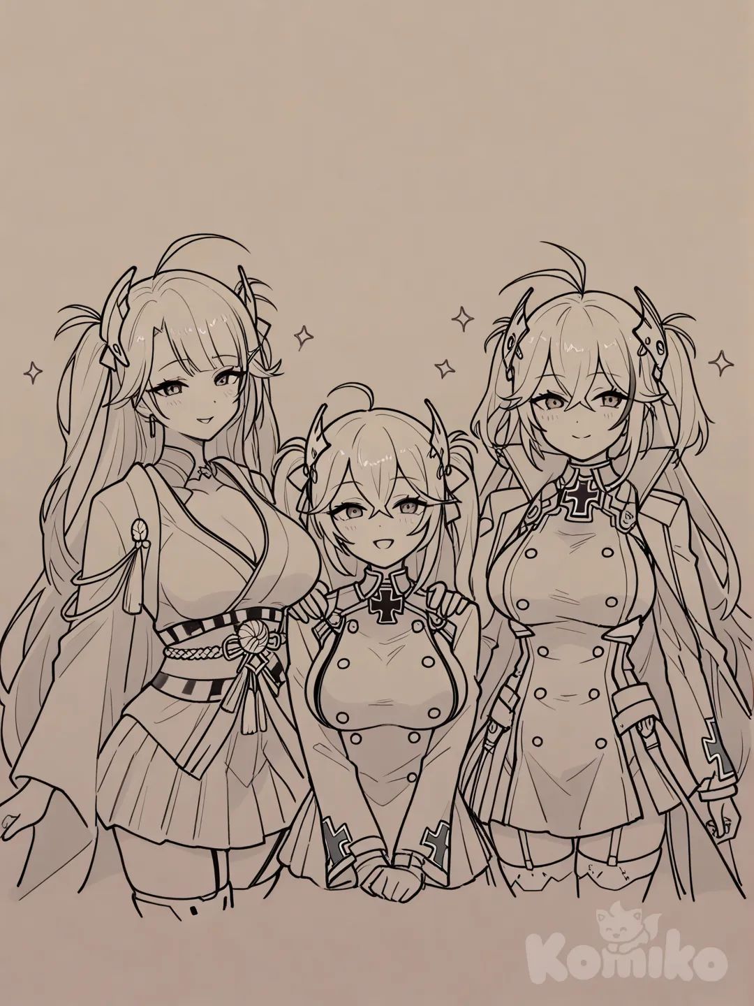 @Taihou_(Azur_Lane), @Prinz_Eugen_(Azur_Lane), @Akagi_(Azur_Lane)