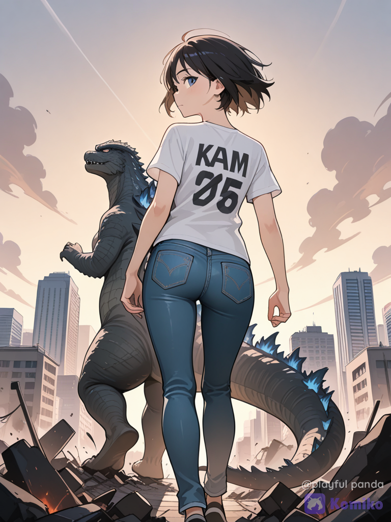 Godzilla and girl