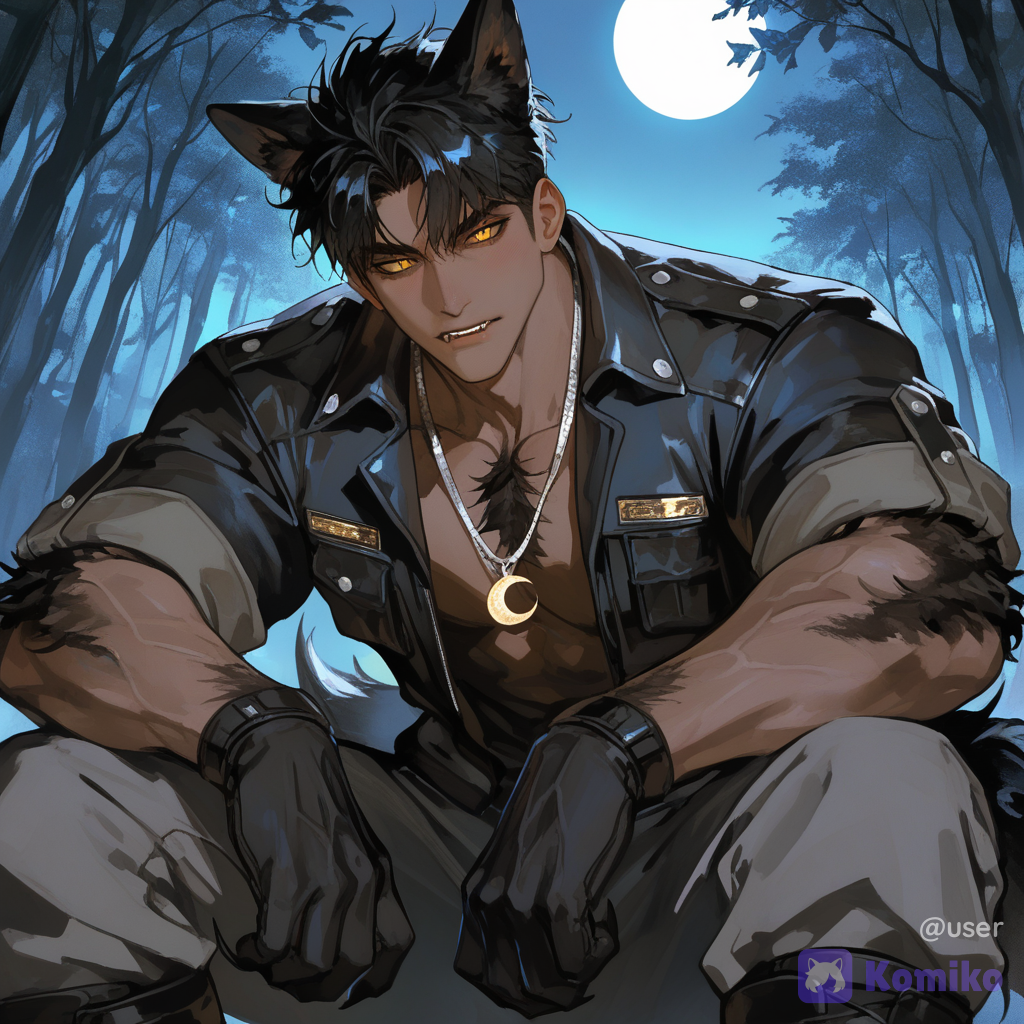 Lobisomem alfa sob a lua 🌕🐺