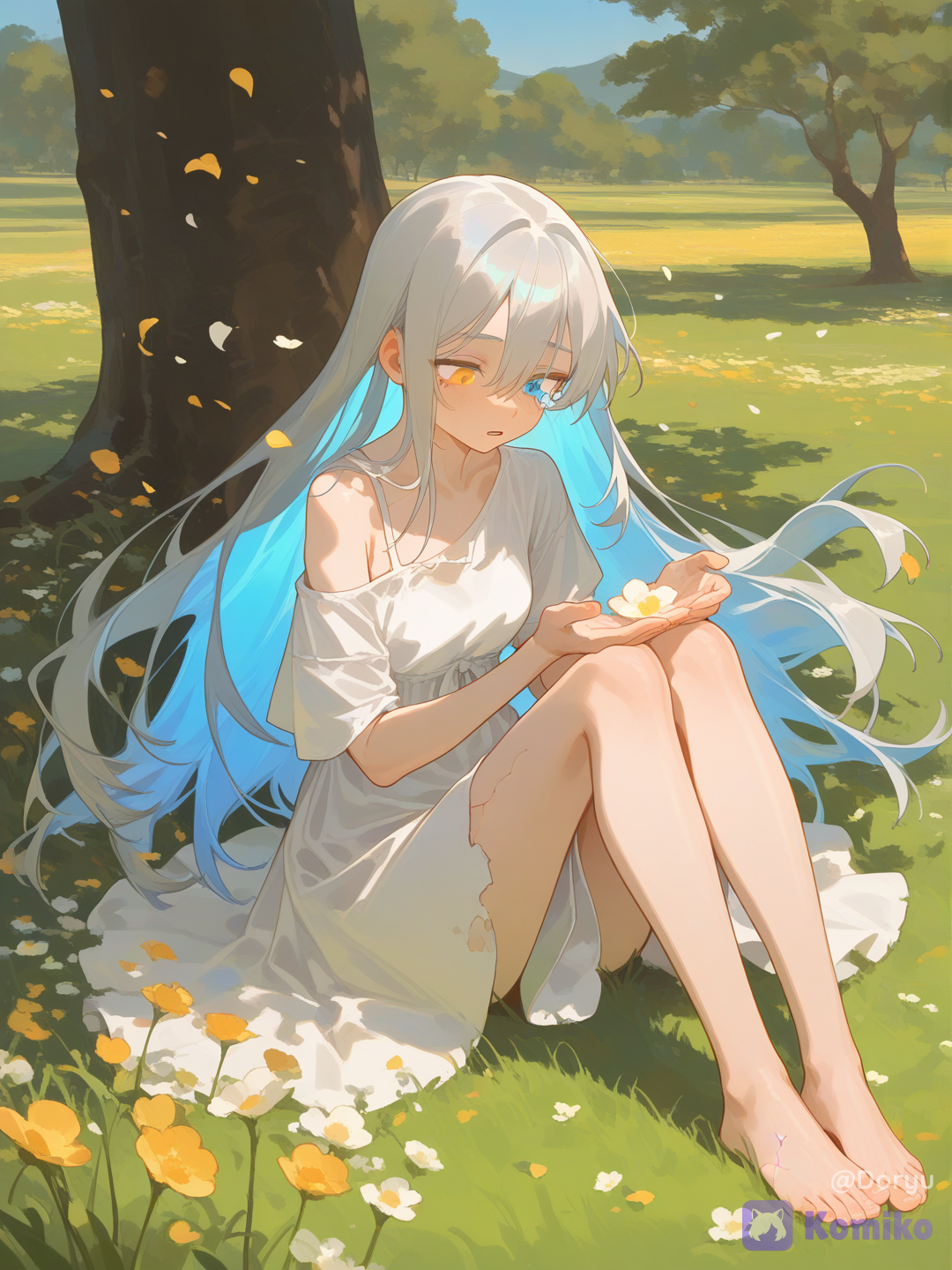 "Hoa..a?(Flower~?)" Lumen*be human*OC