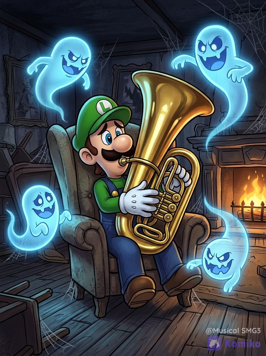 Luigi playing tuba (2D)