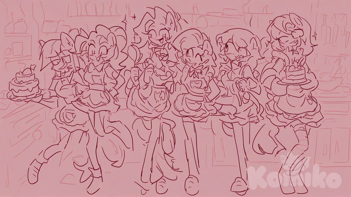 Red art pinkie pie rumi and Mira and Zoey