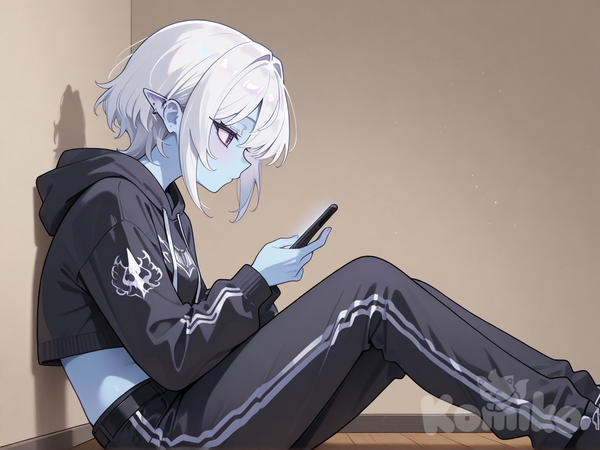 Anime blue body withe hair