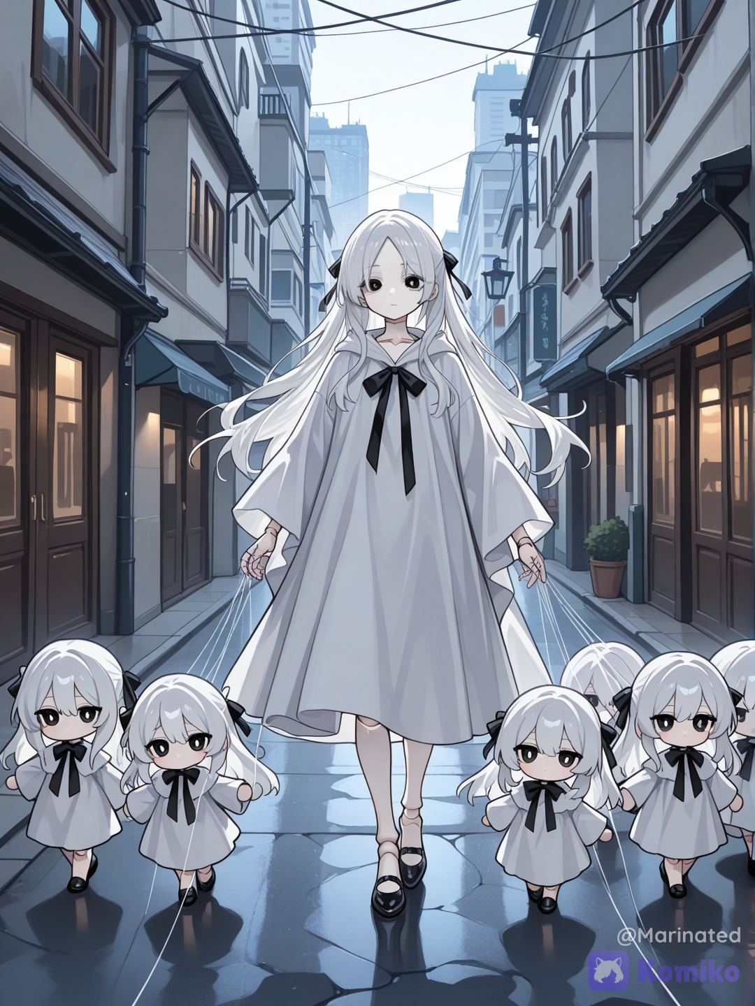 Mary taking the dolls for a walk