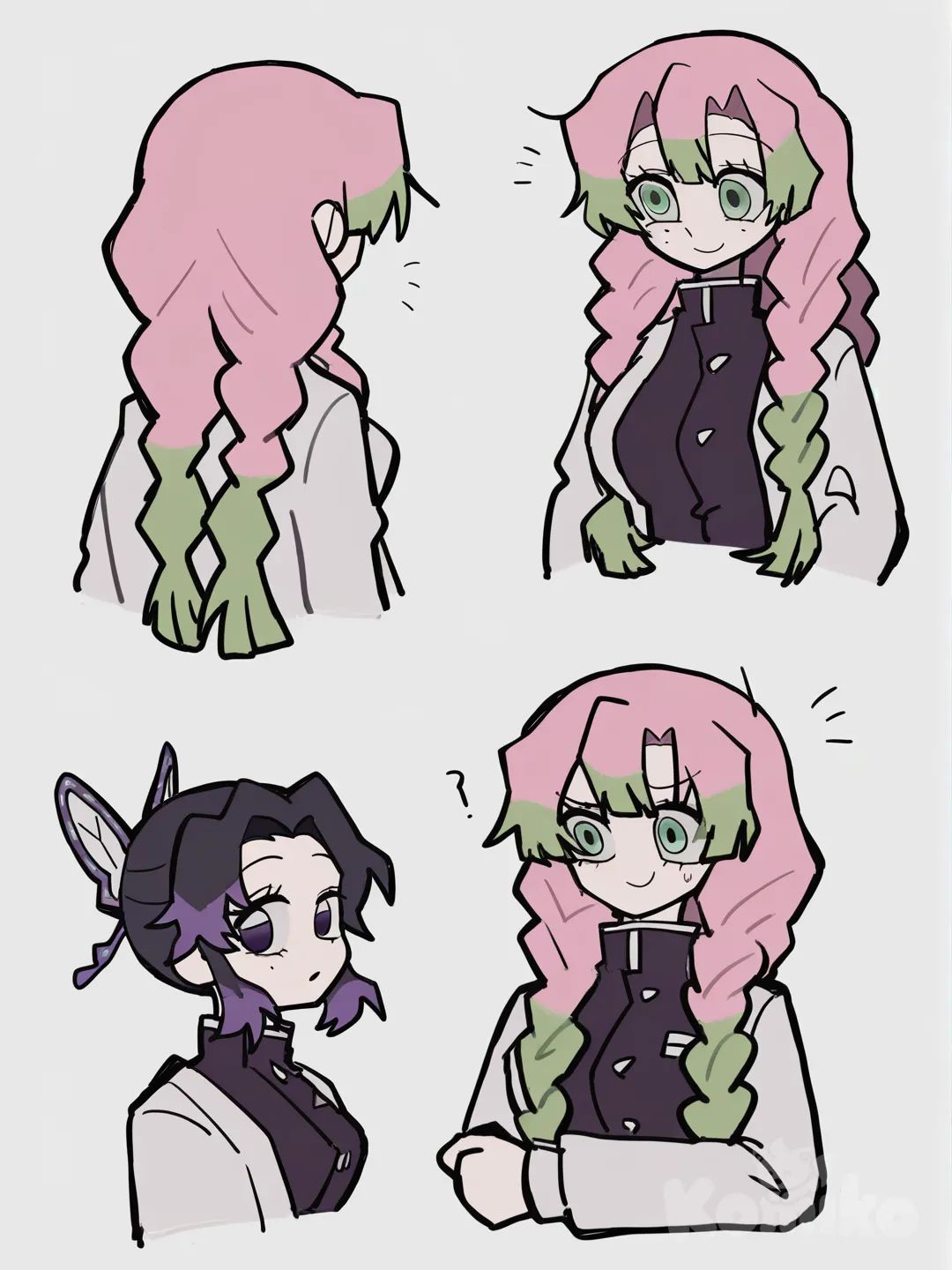 kimetsu no yaiba, Shinobu and MItsuri
, [pop-sketch-style]