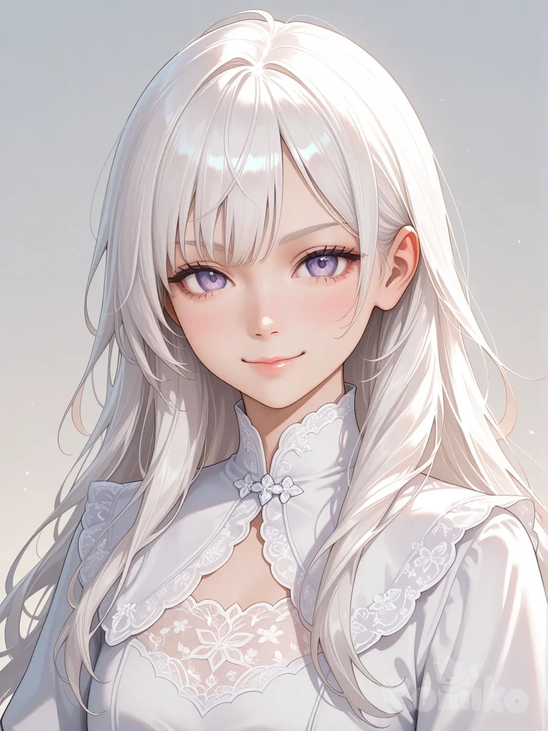 1girl, realistic, cute serious smile, long hair white, beautiful, closeup, full body, looking at viewer