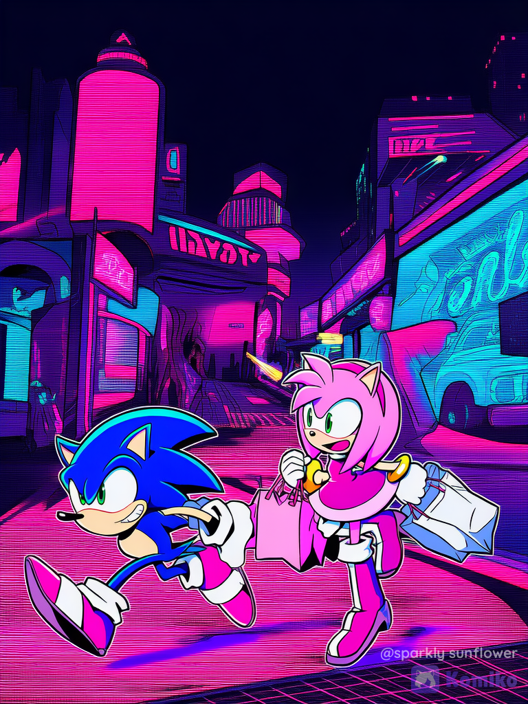 Sonic y Amy 80s