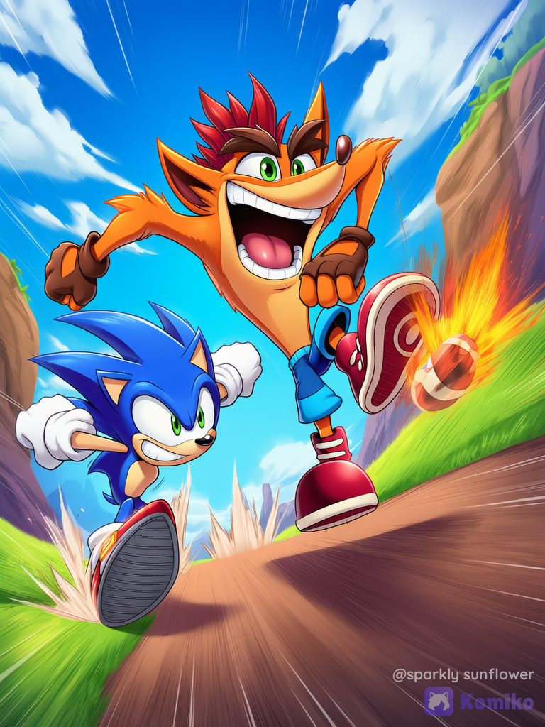 Sonic and Crash Running
