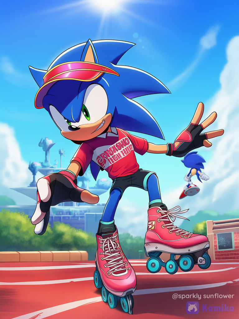 Sonic en la gran carrera de patines