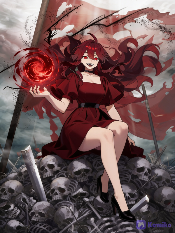 Reina roja sobre calaveras 💀❤️