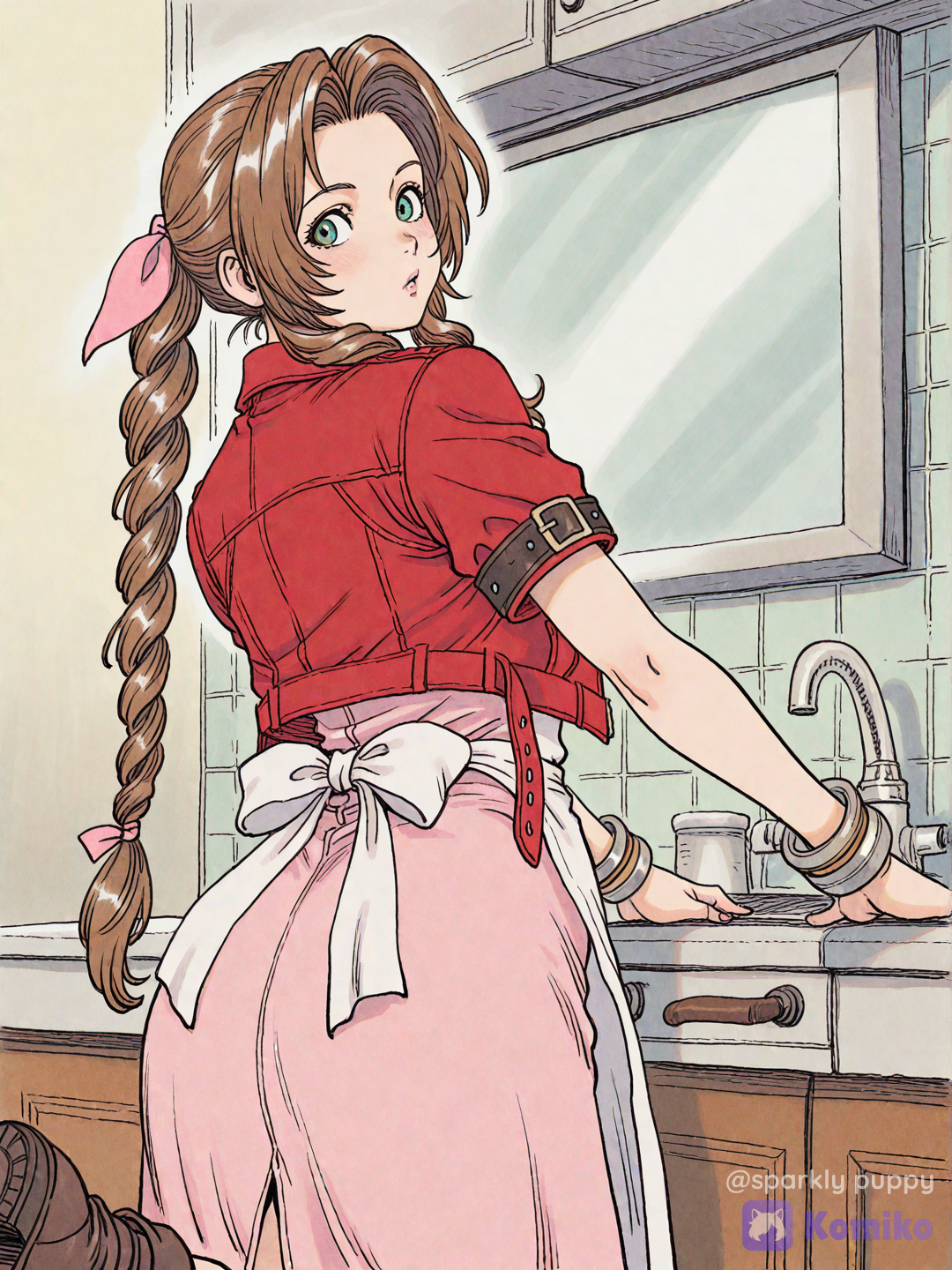 aerith in a mirror