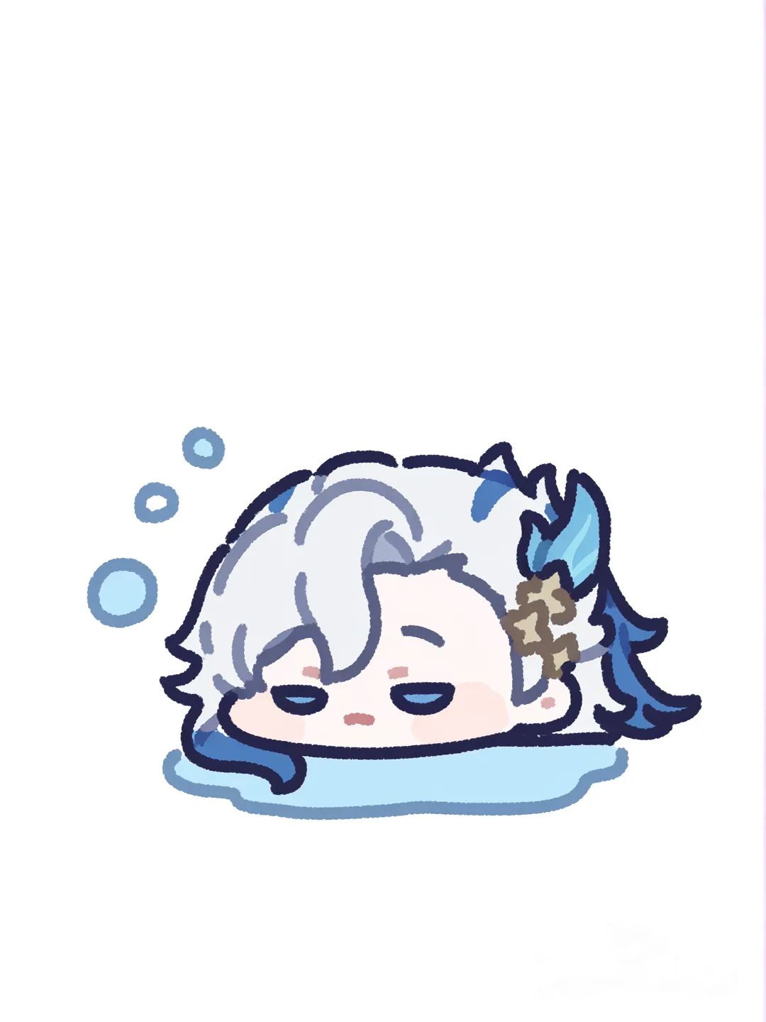 Neuvillette_(Genshin_Impact), Chibi, for mobile wallpaper, underwater, freediving, [chibi-sticker-style]