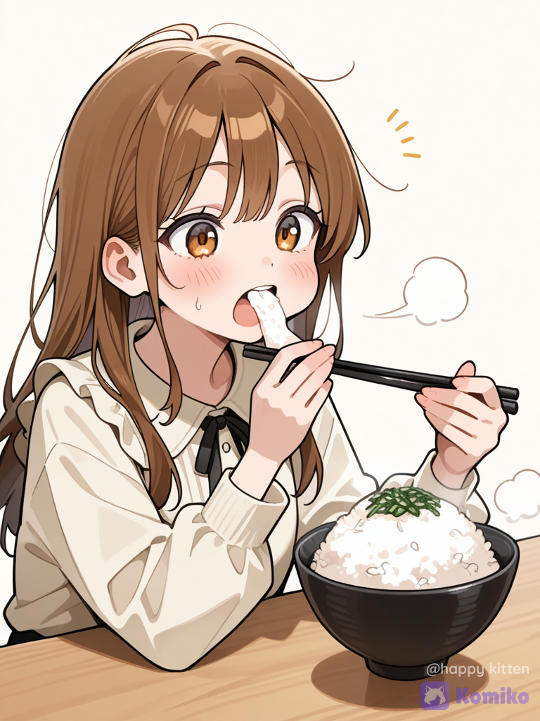Girl eating rice