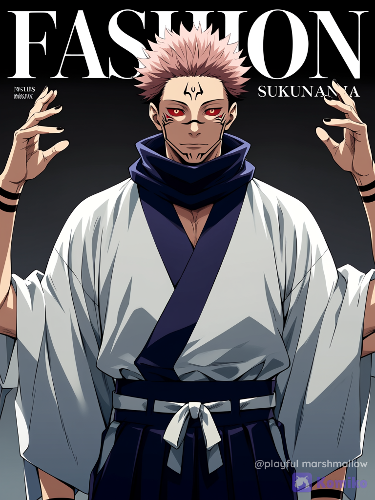 Sukuna as a model of fashion magazine