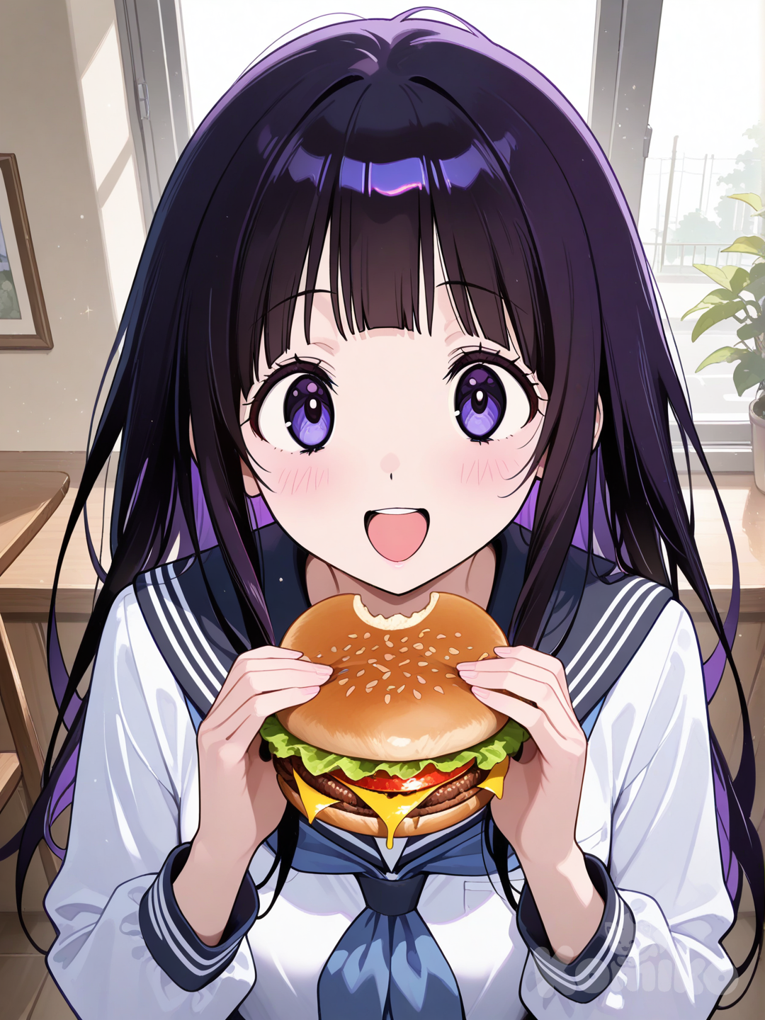 Chitanda Eru eat Burger