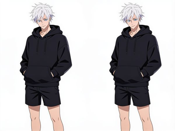 Satrou gojo in a black hoodie vibes