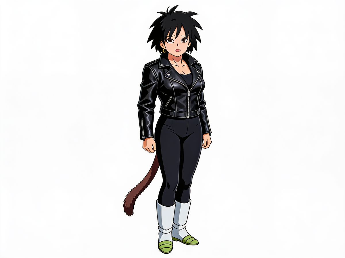 Gine in a black leather jacket