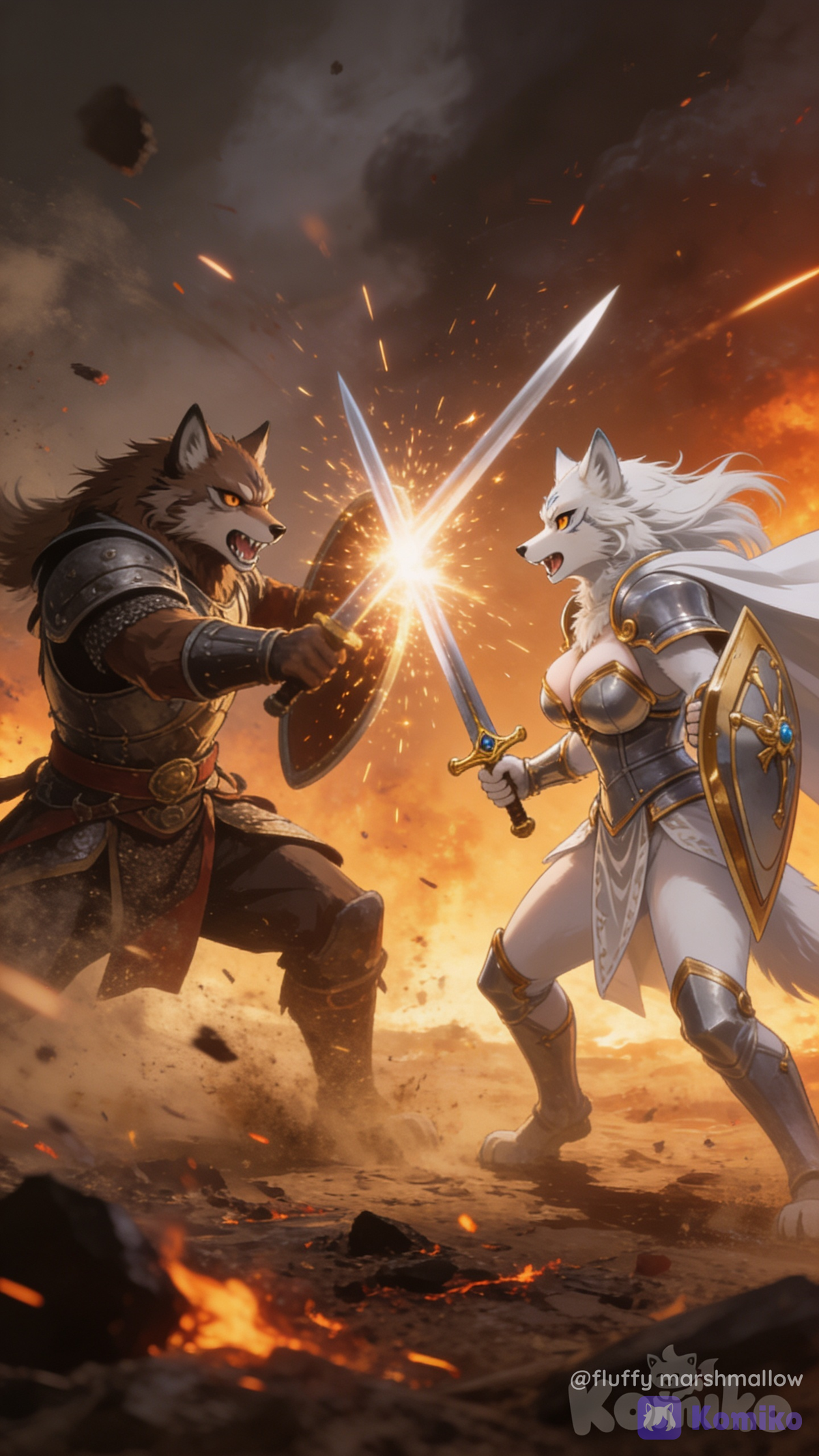 Wolf battle