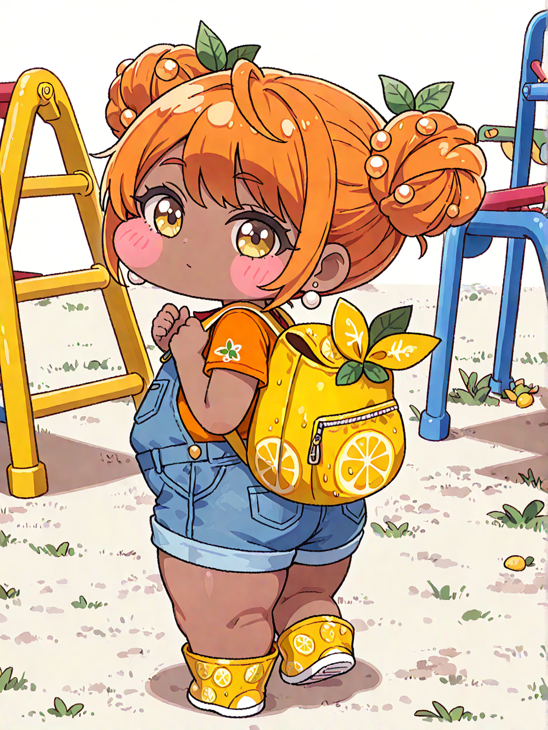 Beatrice showing you her cute little lemon backpack🥺