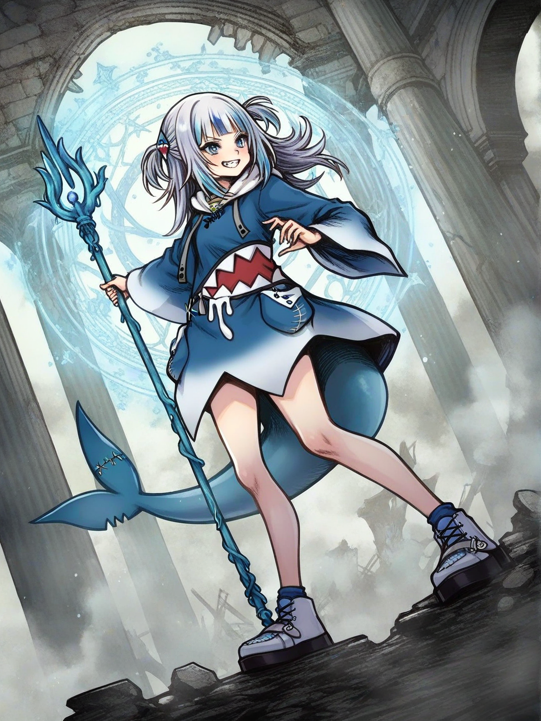 Gawr Gura in Classic JRPG Style