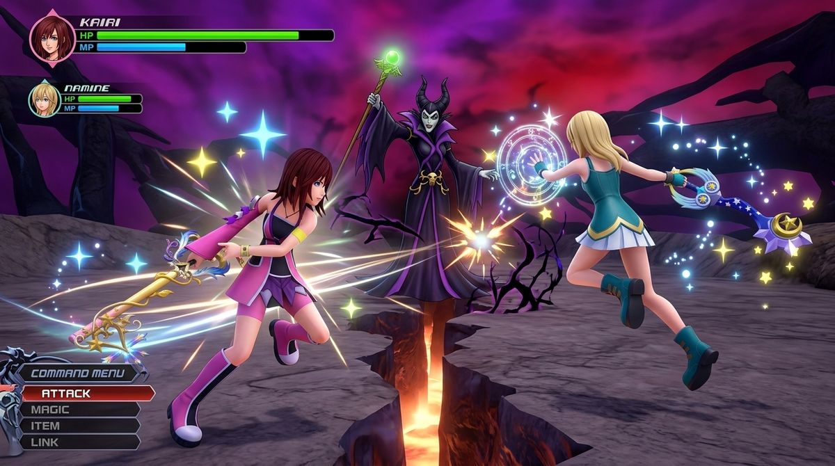 Kingdom Hearts ReDestined - Kairi and Namine verses Maleficent (CG Boss Battle)