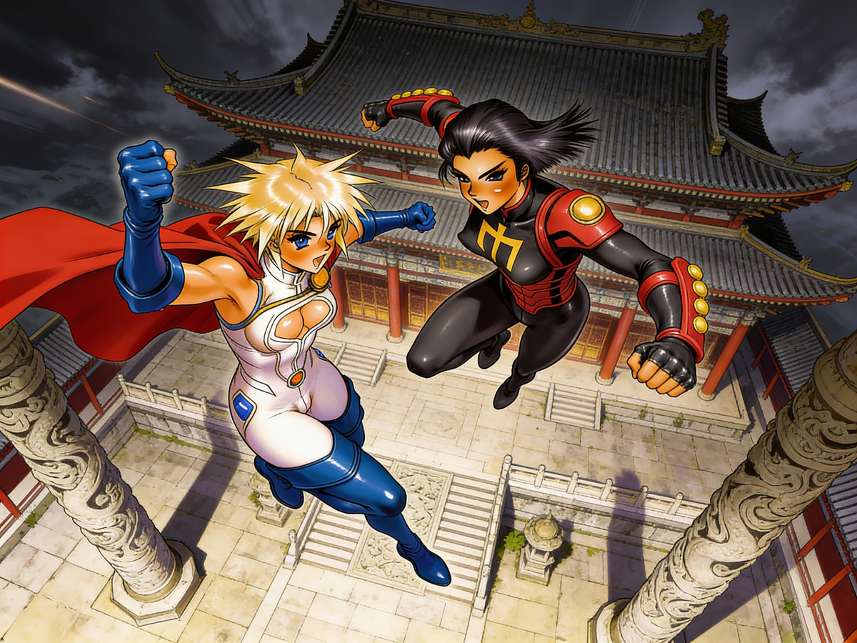 Power Girl VS. Tangent Power Girl (Shirow Masamune Style)