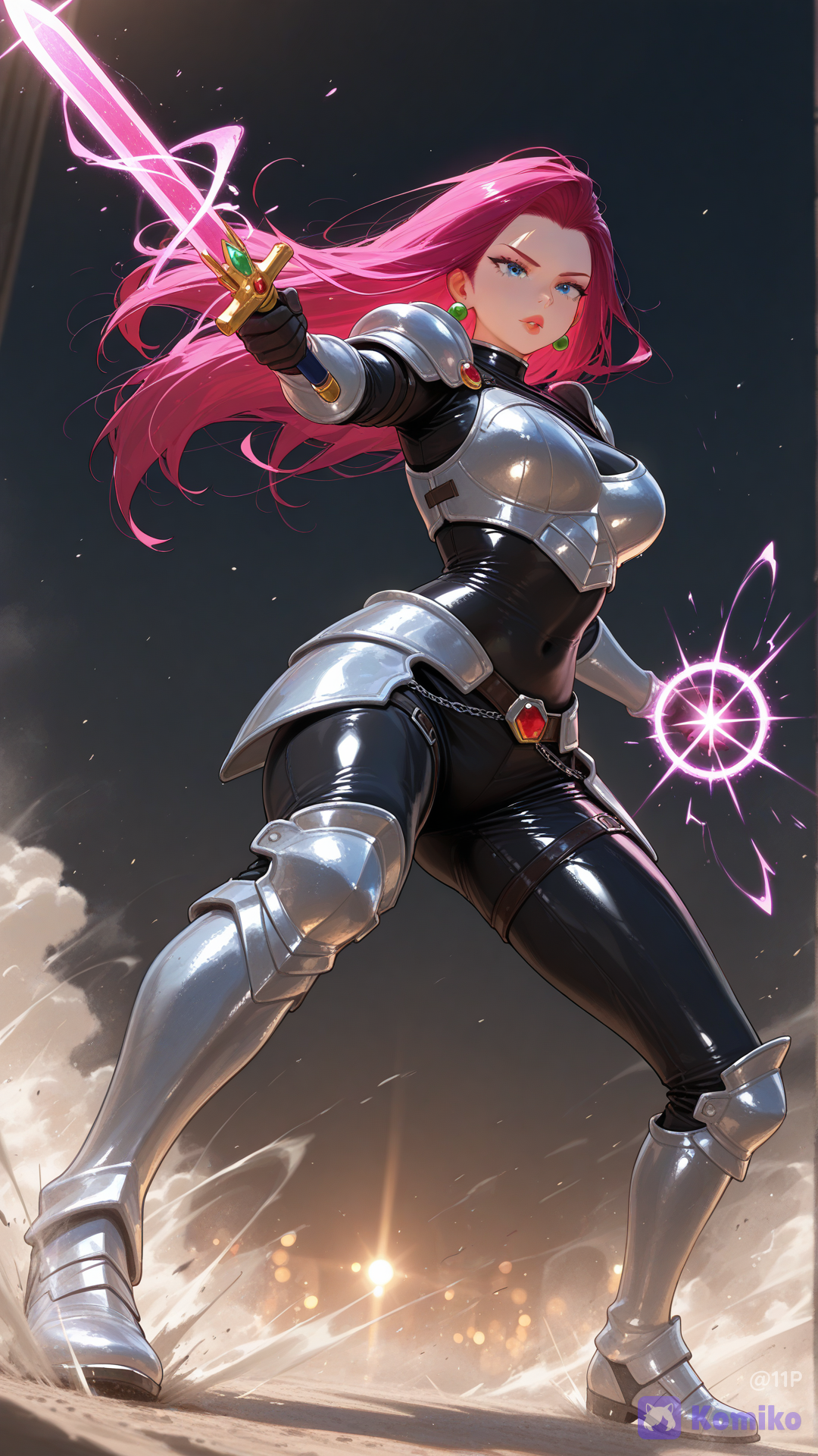 Create anime 3D, @Jessie_(Pokemon) , atuendo de MMORPG, usando un arma mágica, lanzando un ataque,  escena cinematográfica estilo Ufotable Studio, effectos y particulas, textura PBR,[vivid-oil-cel-style] Ultra realistic masterpiece, photorealistic, cinematic lighting, extremely detailed, ultra high resolution, 16K UHD, Full HD quality, hyper detailed skin texture, realistic pores, ultra realistic face, ultra realistic eyes, ultra realistic hair, realistic human body proportions, natural lighting, lifelike shadows, highly detailed facial features, sharp focus, crystal clear image, vivid colors, cinematic atmosphere, realistic depth of field, realistic reflections, realistic textures, professional photography quality, HDR, no blur, extremely sharp details, highly detailed skin, realistic eyelashes, realistic lips, realistic hair strands, natural expression, highly detailed full body portrait, photo-realistic quality, true-to-life appearance, ultra clean image quality, premium visual quality, studio quality rendering.  Faithful to the reference face, preserve facial identity, natural anatomy, realistic skin imperfections, ultra detailed eyes and skin, highly realistic human texture, realistic lighting and shadows, cinematic realism, masterpiece composition, extremely high detail, professional quality.