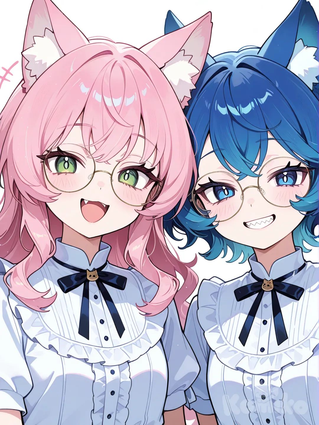 me and my besti( komiko Komiko added glasses to my best friend she's the one with blue eyes)
