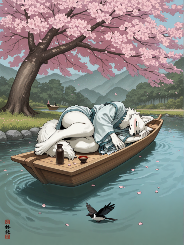 醉游湖面