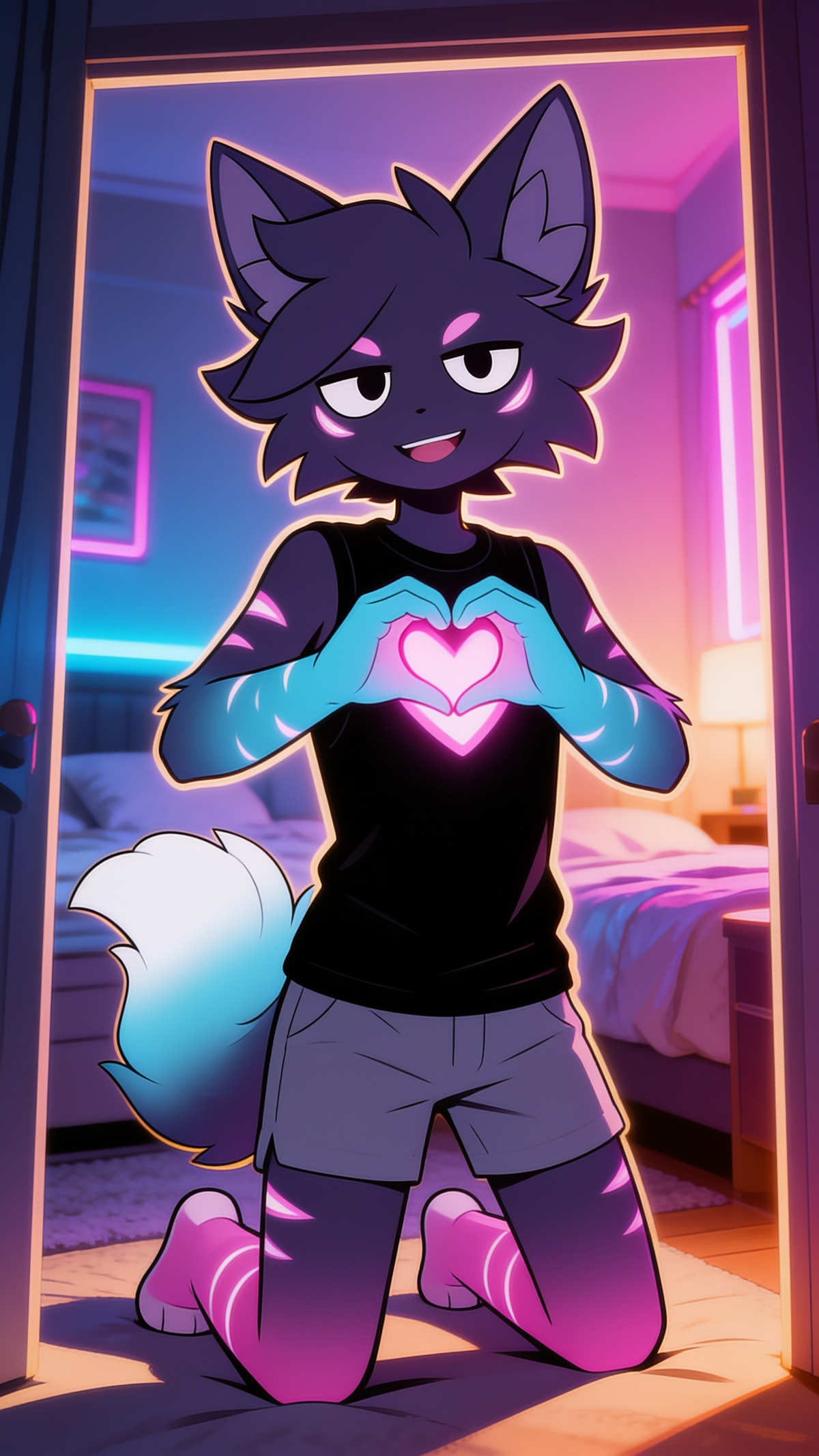 Amara posing in the mirror