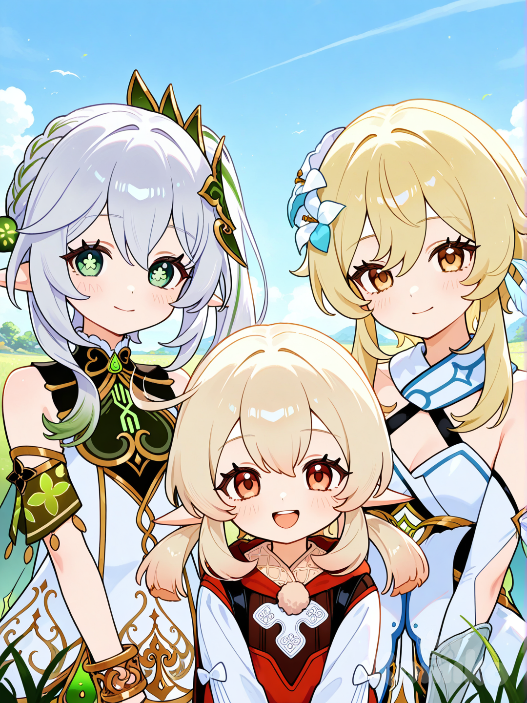 nahida, lumine, klee
