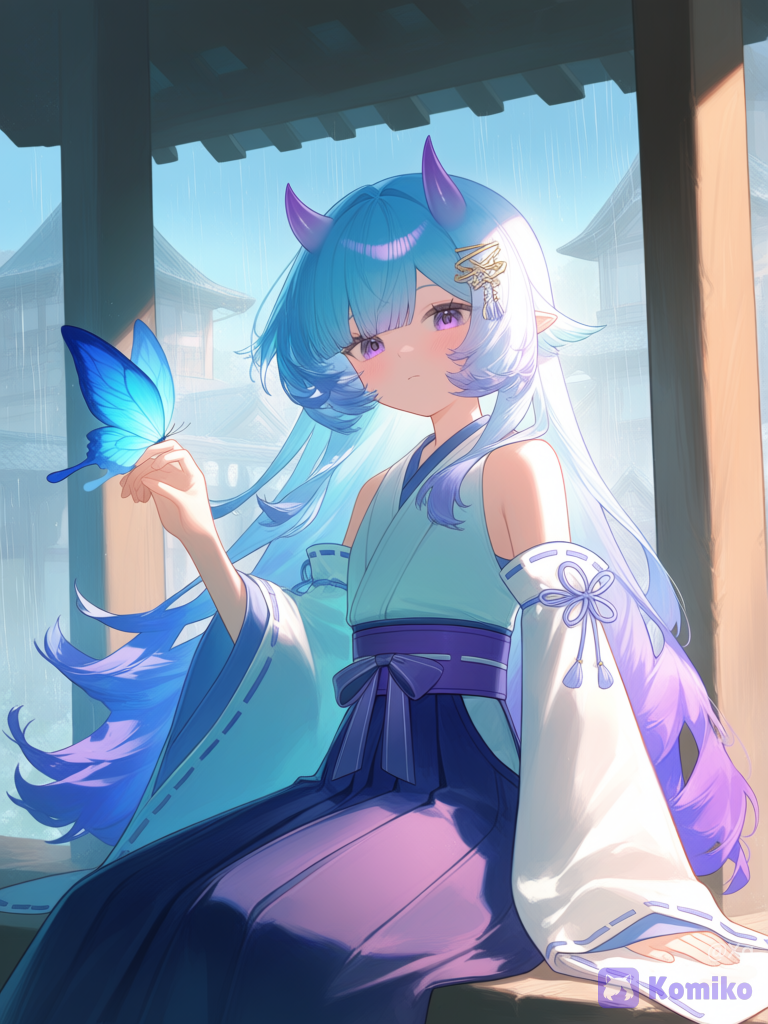 A butterfly that flew into a quiet temple