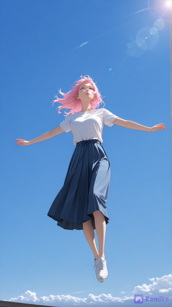 @seraphiel-W7o9 Flying into the sky wearing a skirt and shirt, no halo,  độ phân giải cực cao, chất lượng ảnh cực cao, chi tiết chân thực và tỉ mỉ, màu sắc sống động, điện ảnh, chân thực và rất chân thực  Làn da siêu thực, khuôn mặt siêu thực, thân hình siêu thực, kết cấu da siêu thực, tóc siêu thực, mắt siêu thực, ánh sáng chân thực, chi tiết siêu sắc nét, kết cấu da chân thực (chân thực như ảnh chụp).Tôn trọng khuôn mặt tham khảo, không bị mờ, độ phân giải rất cao, chất lượng chi tiết rất cao, Full HD. Độ phân giải 16K, làn da siêu thực, khuôn mặt siêu thực, thân hình siêu thực, tóc siêu thực, mắt siêu thực, chi tiết siêu thực, kết cấu da chân thực (như ảnh chụp), toàn thân. Rất nhiều chi tiết trên da. Trung thực với khuôn mặt tham khảo, không bị mờ, độ phân giải rất cao, chất lượng chi tiết rất cao, Full HD.