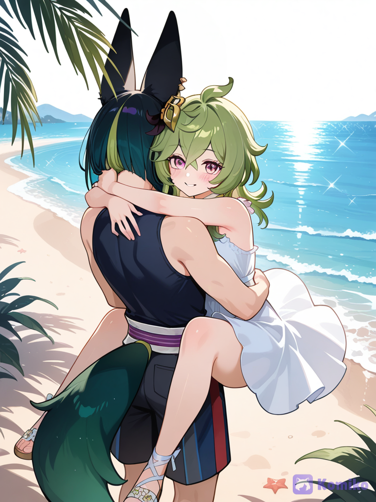 Тигнари и Коллея на пляже~ 🏖️💕