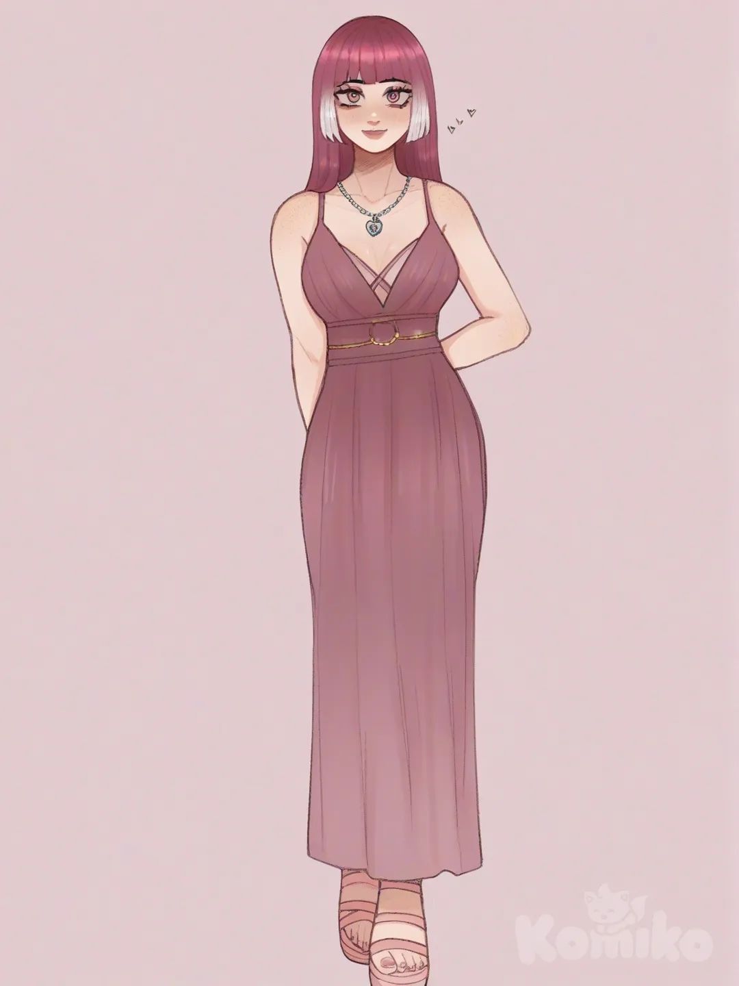 Pink party dress woman