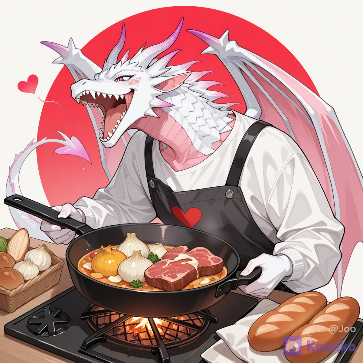 Happy cooking white dragon male
