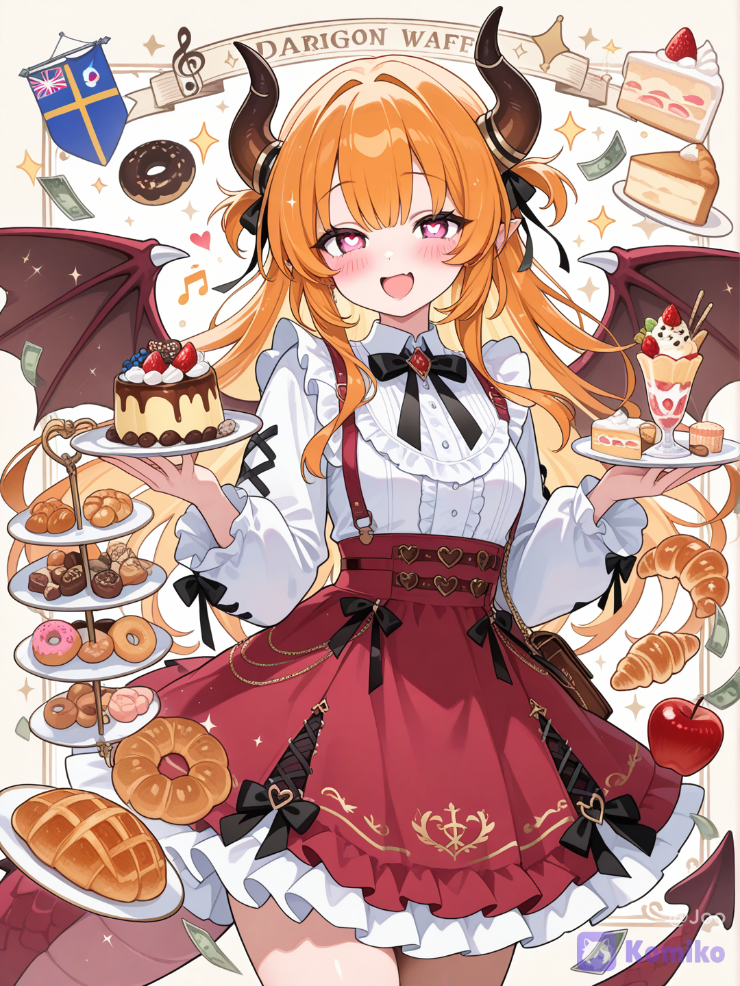Happy smile red dragon girl