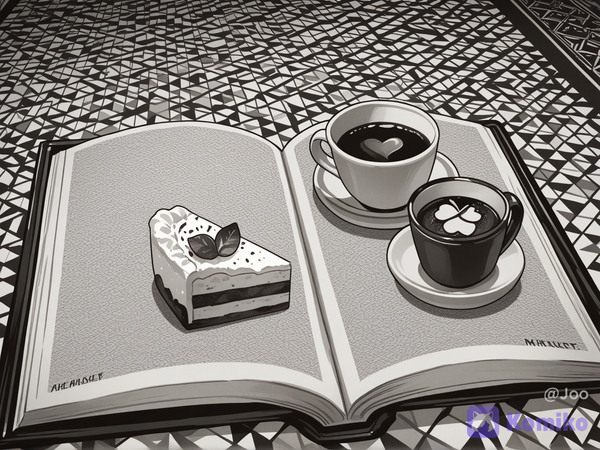 Coffee and cake with book