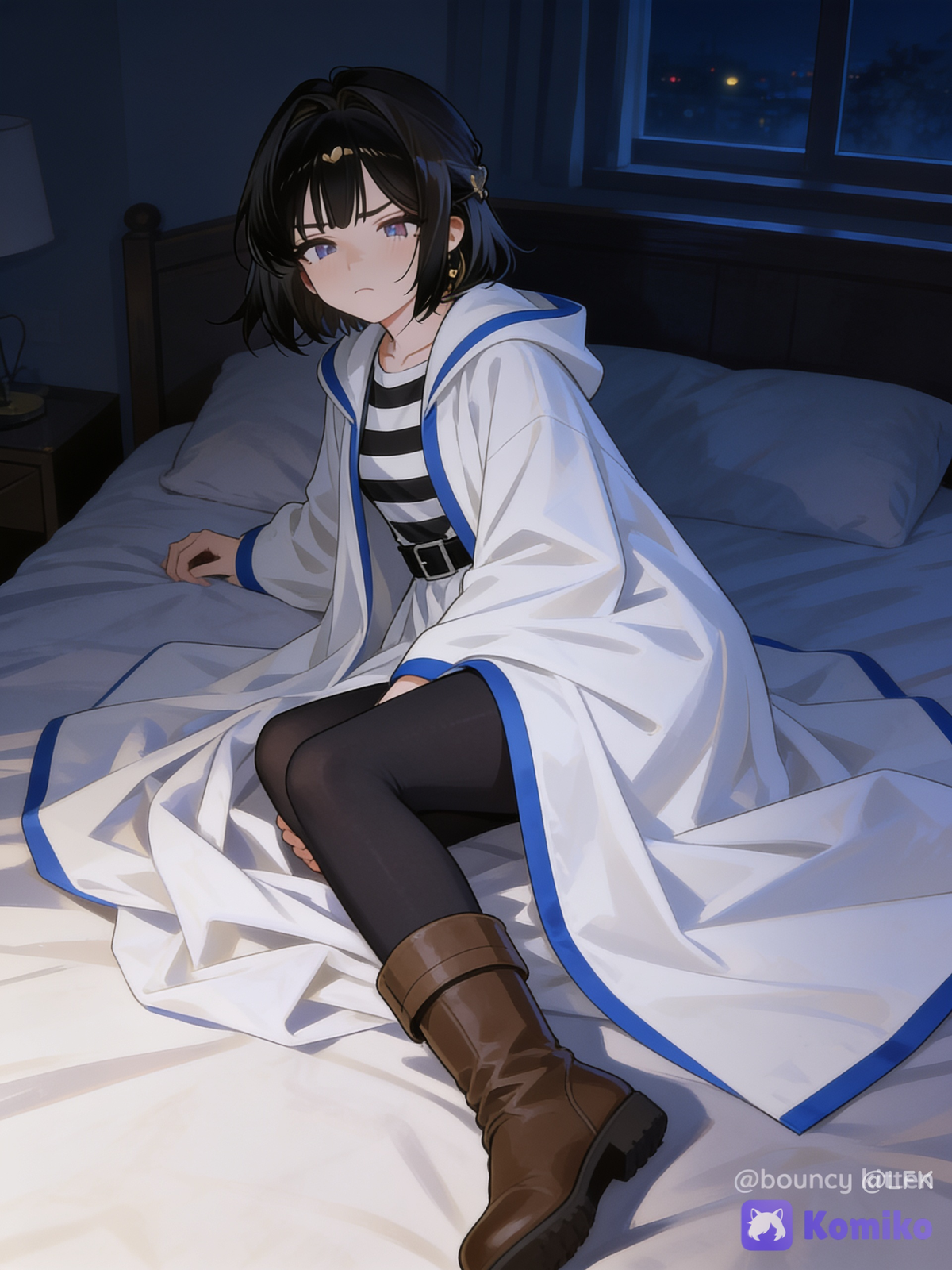 Cosplay de Frieren à noite no quarto 🌙💙