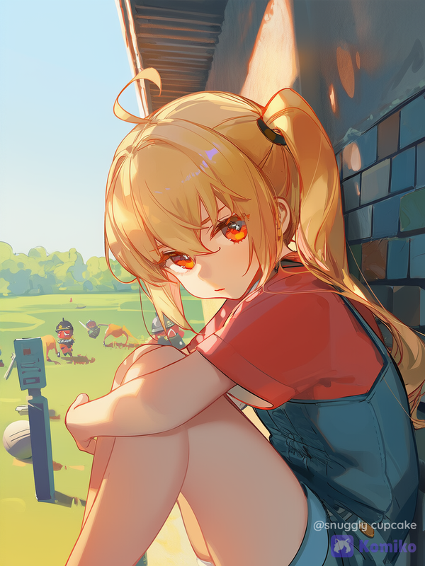 lucy by the house