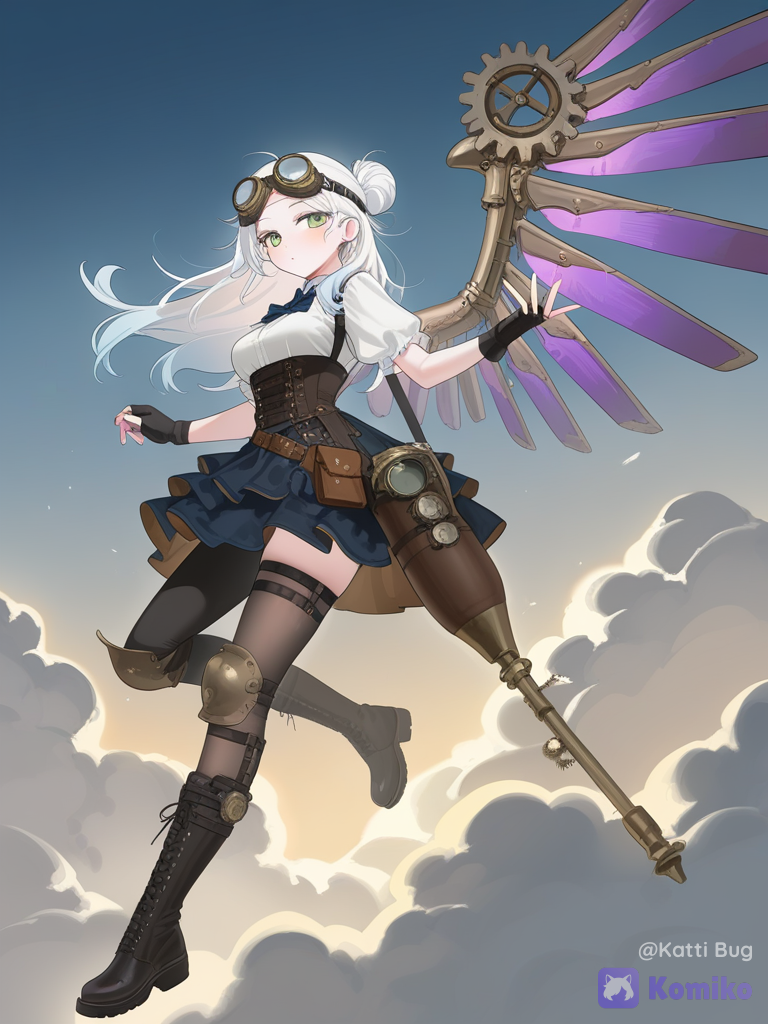 Steampunk Angel Soaring High! ⚙️☁️