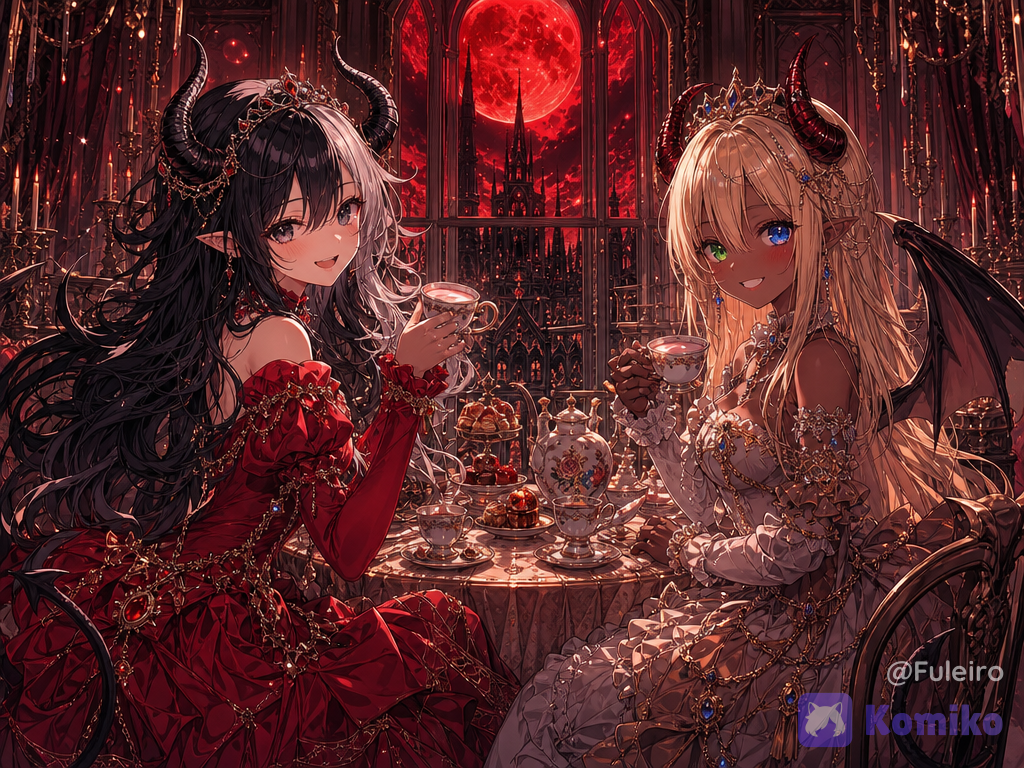 A tea party with demonic princesses.