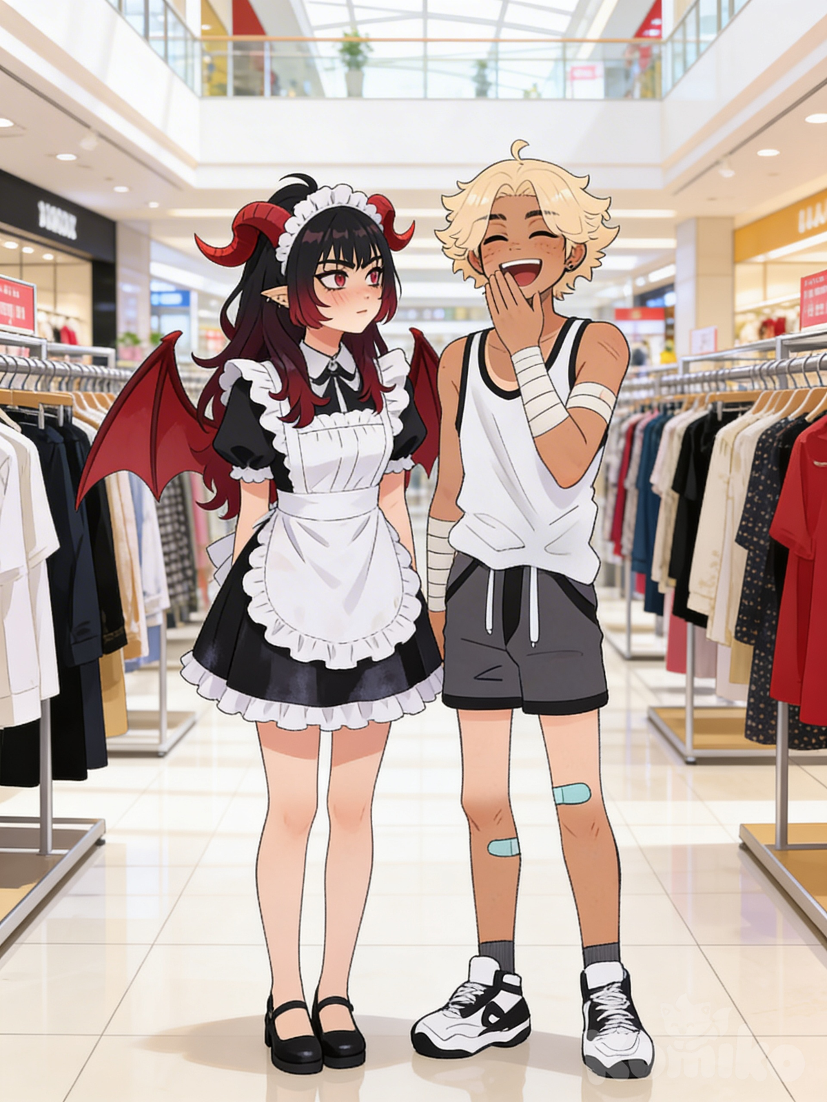 Olu made Koi wear a maid dress! (this will be in the book)