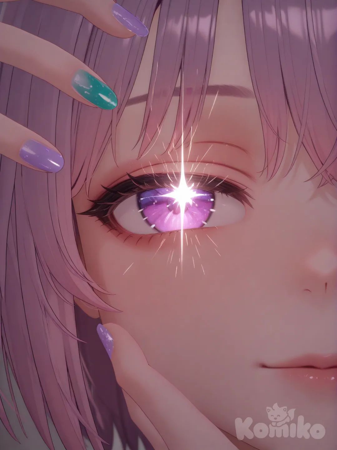 long nail, nail polish,nail Rainbow , [3d-anime-style]