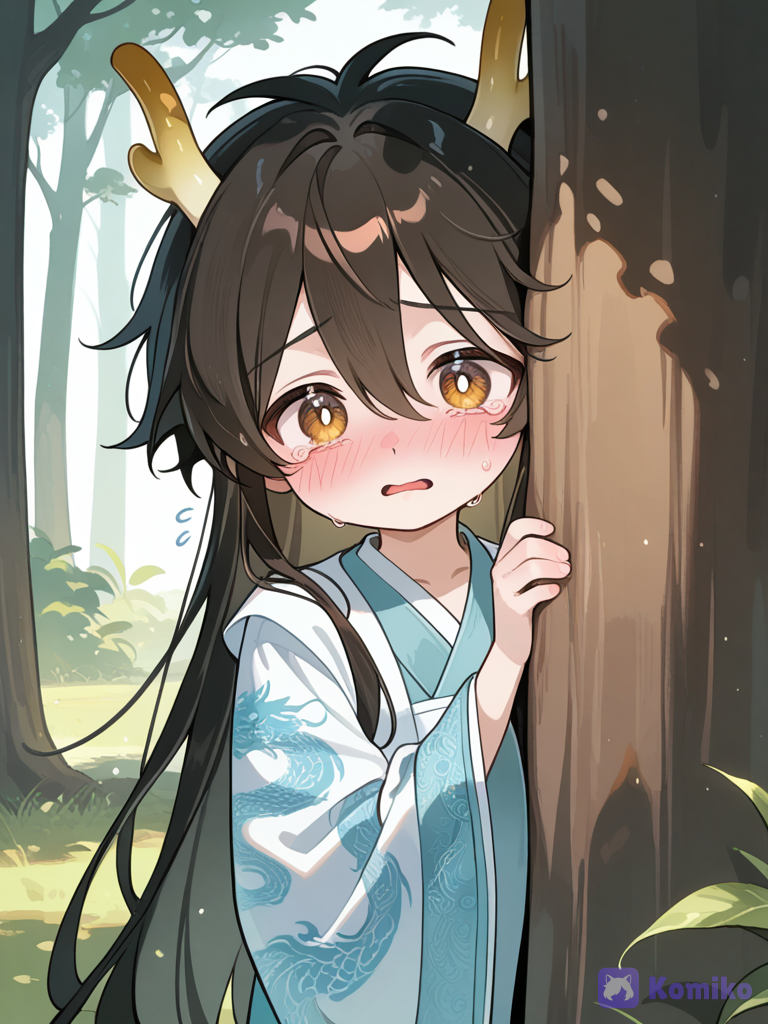 Shy Dragon Kid Peeking Out 🐉(>_<)