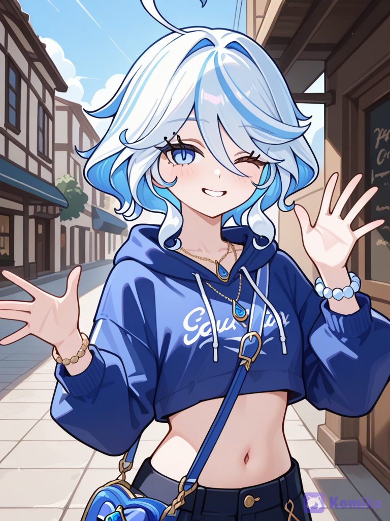 Furina's Cheeky Wave! (灬º‿º灬)💙